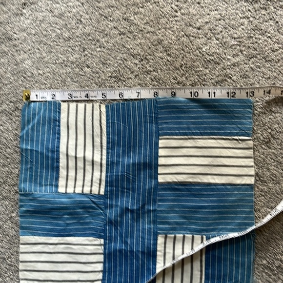 Vintage patchwork quilt blocks Circa 1880’s blues blacks pink, gingham Ex - Picture 11 of 12